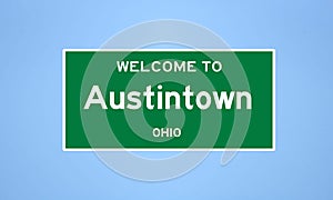 Austintown, Ohio city limit sign. Town sign from the USA.