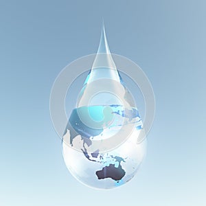 Austrailia and Asia water drop