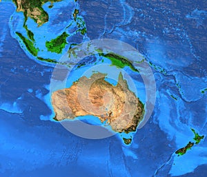 Australasia Oceania - High resolution map