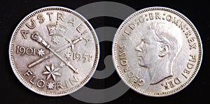 Australia 1951 Jubelee Silver Florin coin