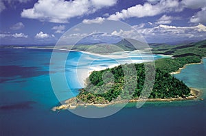 Australia: Aerial of Hill Inlet & Whitehaven Beach, Whitsunday Island