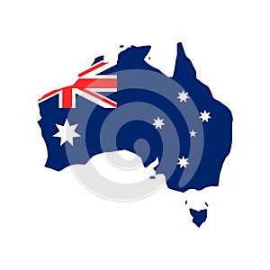Australia. Australia flag. Silhouette of the Australian continent. Vector illustration