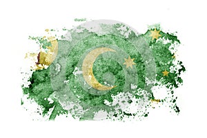 Australia, Australian, Cocos Islands flag background painted on white paper with watercolor