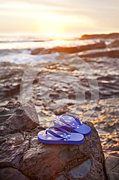 Australia Australian Flag Thongs Sunrise Beach Ocean Day