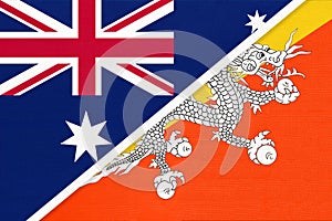 Australia and Bhutan, symbol of national flags from textile