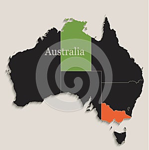 Australia Black colors blackboard separate states individual