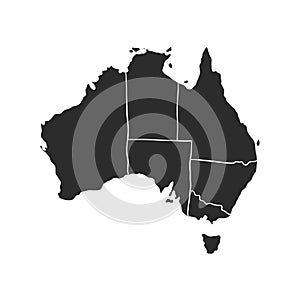 Australia black vector map isolated on white background