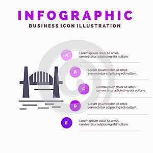 Australia, Bridge, City sets, Harbor, Sydney Solid Icon Infographics 5 Steps Presentation Background