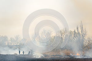 Australia bushfires, The fire is fueled by wind and heat. firefighters spray water to wildfire
