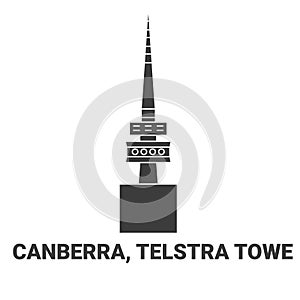 Australia, Canberra, Telstra Towe, travel landmark vector illustration