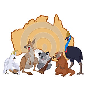 Australia with cartoon animals