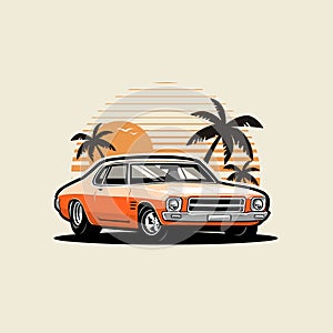 Australia Classic Retro Muscle Car Vector Art Illustration Isolated. Best for Automotive Tshirt Design photo