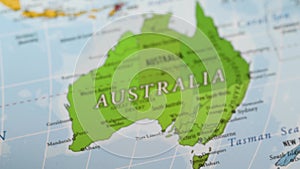 Australia on a color contour world map 2