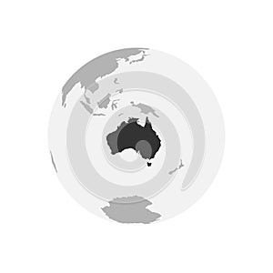 Australia Continent map. Earth Globe. World Map in circle. Globes web icon. Vector illustration