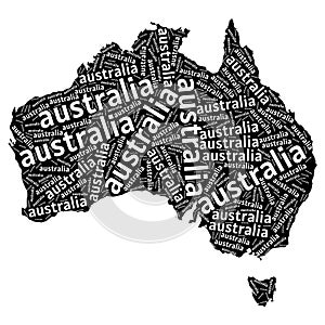 Australia continent map with name. isolated white background