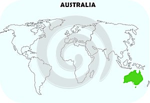 Australia continent in world map