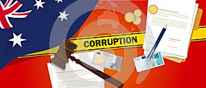 Australia corruption money bribery financial law contract police line for a case scandal government official