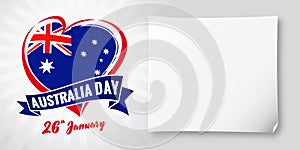 Australia day 26 January, flag and heart banner