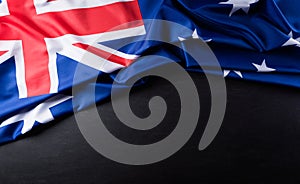 Australia day concept. Australian flag against a blackboard background. 26 January