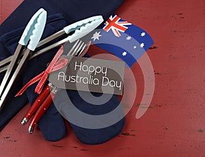 Australia Day, January 26, theme red, white and blue barbeque setting