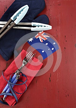 Australia Day, January 26, theme red, white and blue barbeque - vertical