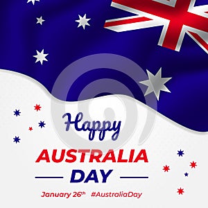 Australia Day January 26th waving flag illustration background design
