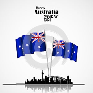 Australia Day. National Flag and Skyline