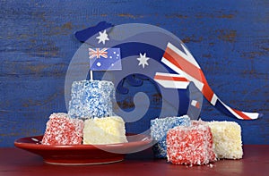 Australia Day red, white and blue lamingtons