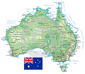 Australia - detailed topographic map - illustration photo