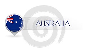 Australia flag. Circle flag button in the map marker shape. Australian country icon, badge or banner. Vector illustration.