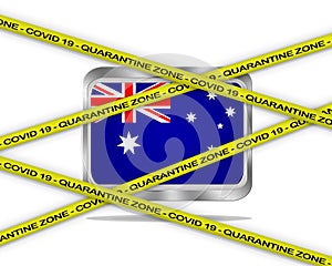 Australia flag illustration. Coronavirus danger area, quarantined country