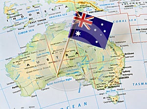 Australia map flag pin photo