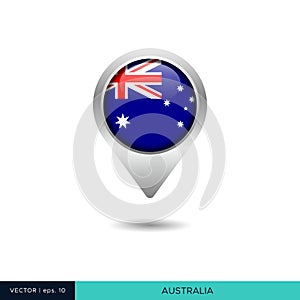 Australia flag map pin vector design template.
