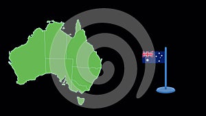 Australia Flag and Map Shape Animation