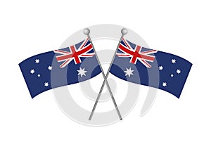 Two australian crossed flags vector illustration