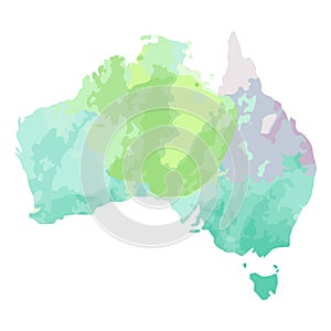 Australia. Hand drawn watercolor colorful map.