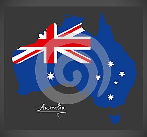 Australia map with Australian national flag illustration