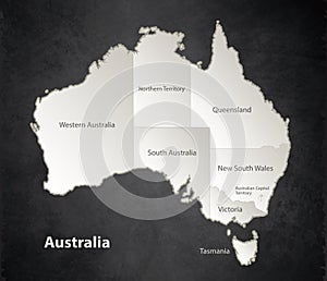 Australia map Black White separate individual blackboard