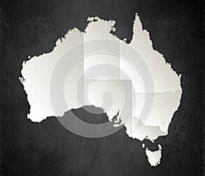 Australia map Black White separate region individual blank blackboard raster