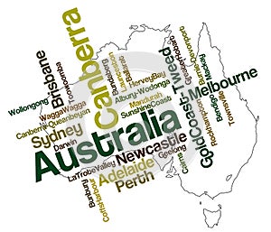 Australia map and cities photo