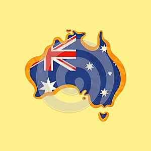 Australia - Map colored with Australian flag