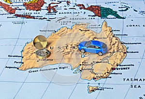 Australia map and compass