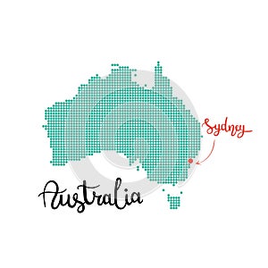 Australia map dotted. Sydney capital of australia