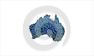 Australia  map electronic circut tech networking icon logo design illustration photo