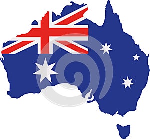 Australia map with flag