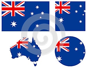 Australia map and flag - country of the Australian continent