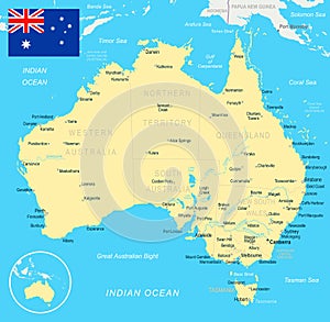 Australia - map and flag - illustration