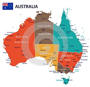 Australia - map and flag - illustration