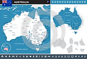 Australia - map and flag - infographic illustration