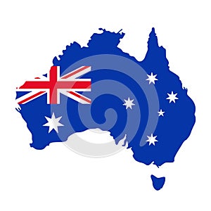 Australia map with flag. Vector illustration. Blue red background